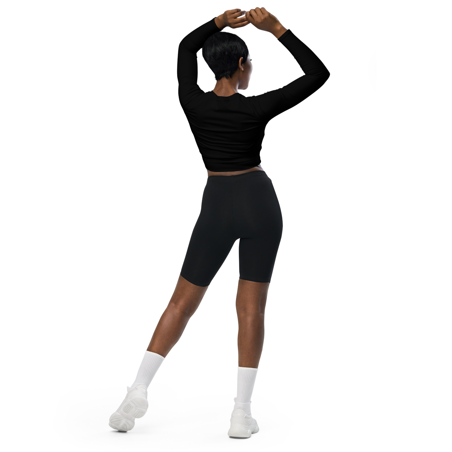 Recycled Long-Sleeve Crop Top black