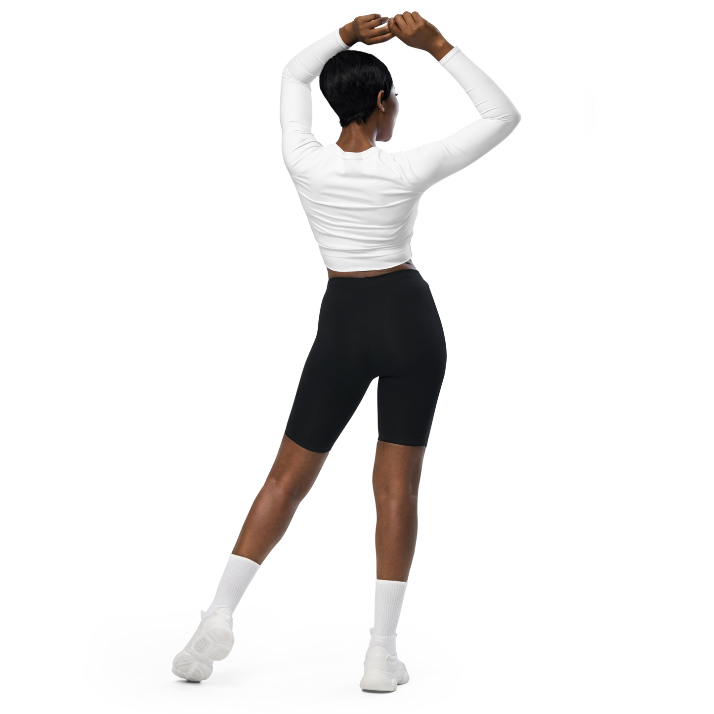 Recycled Long-Sleeve Crop Top white