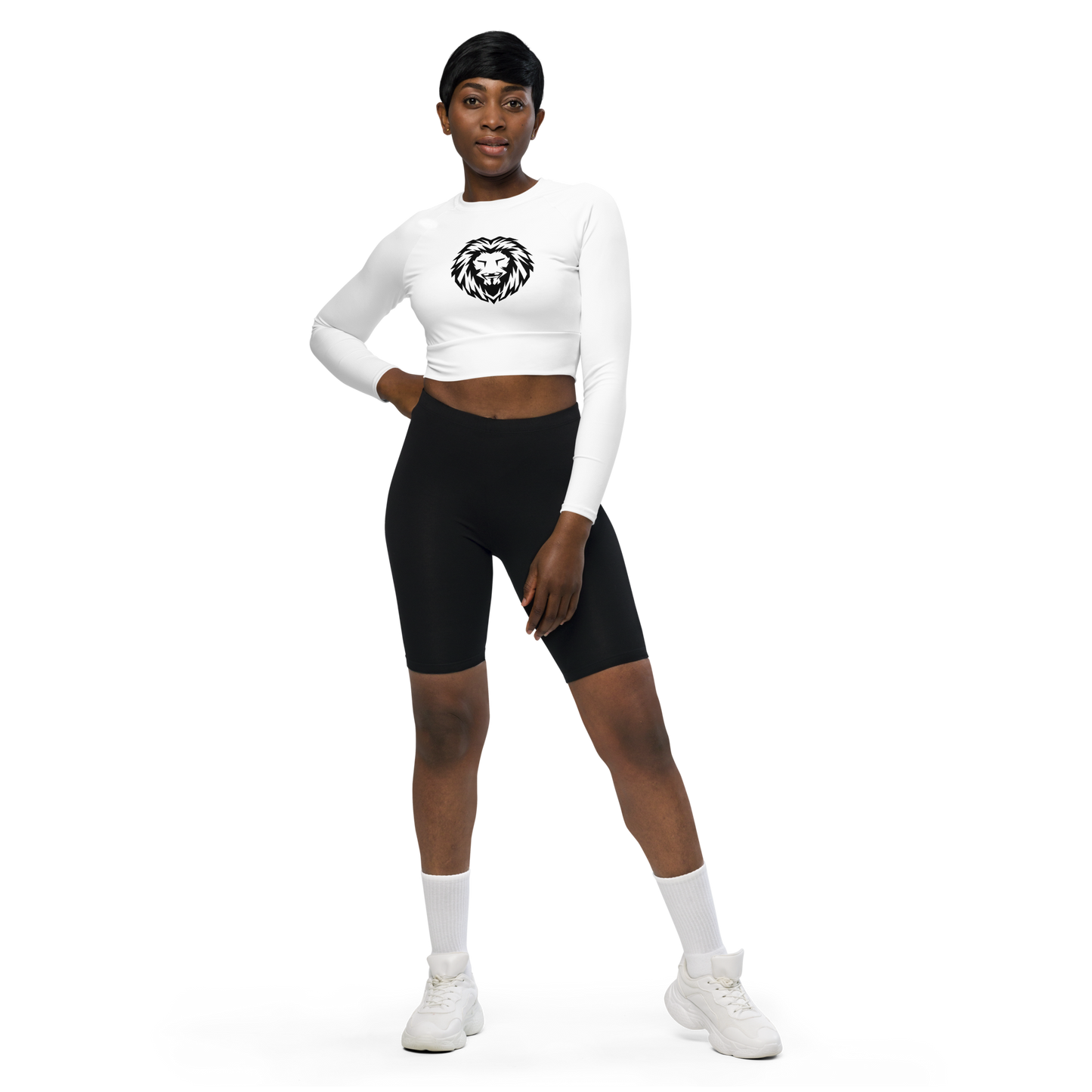 Recycled Long-Sleeve Crop Top white