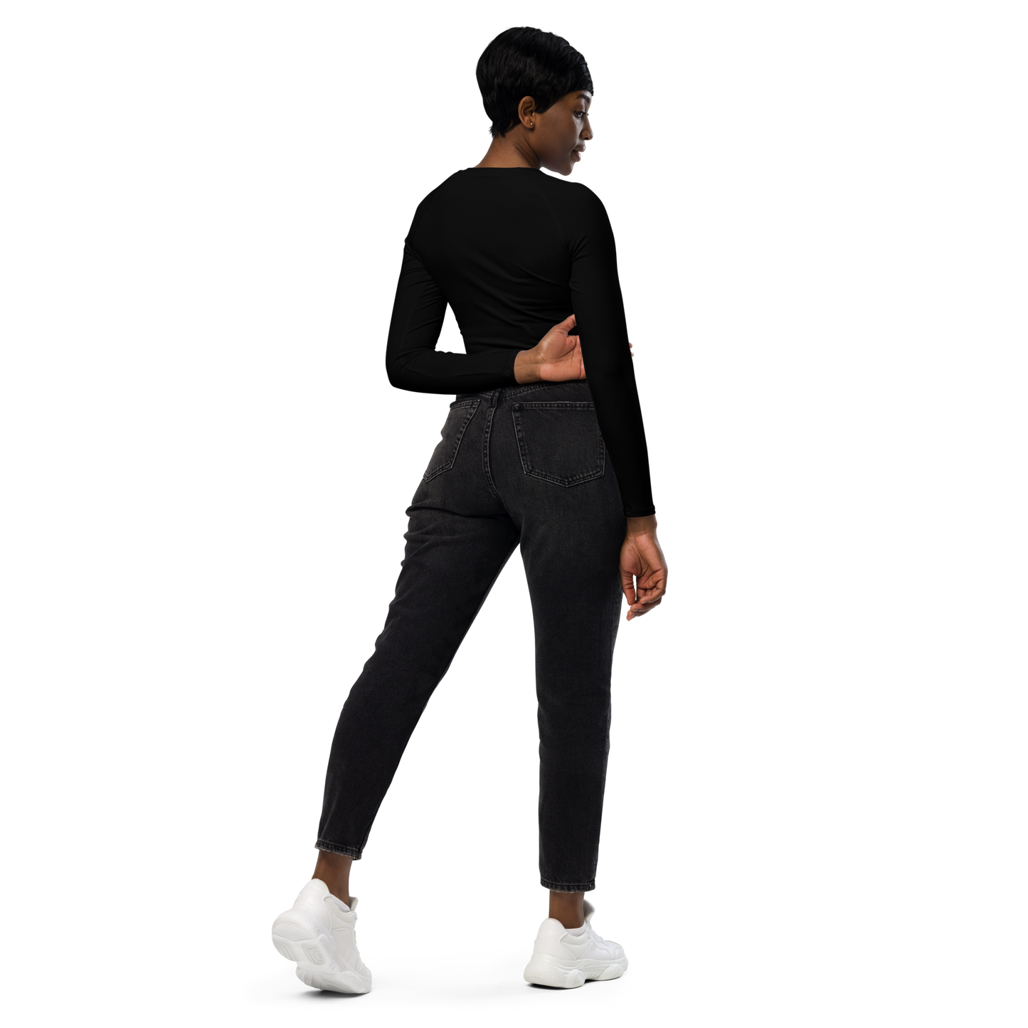 Recycled Long-Sleeve Crop Top black
