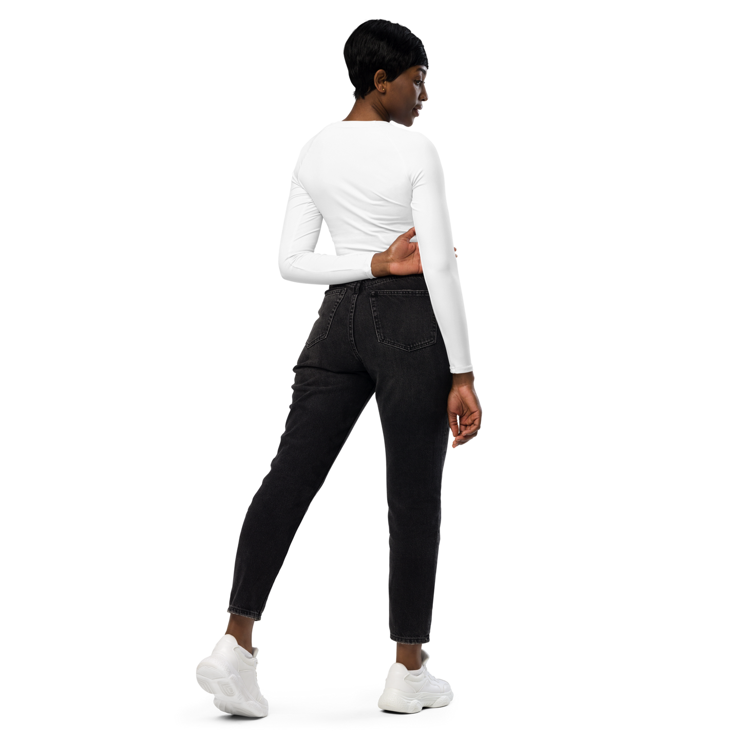 Recycled Long-Sleeve Crop Top white
